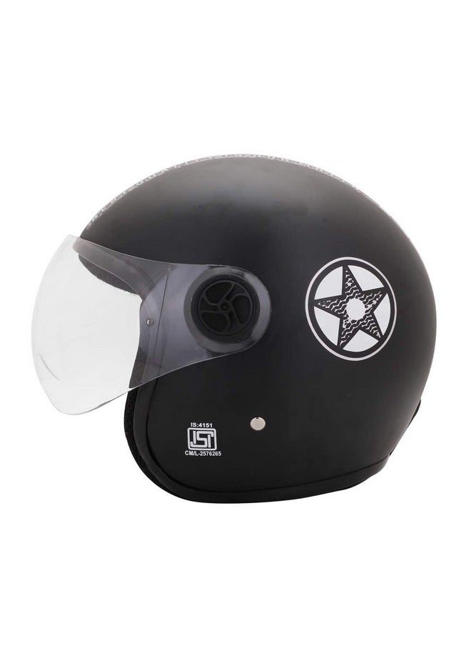 Sage Square Two Wheeler ISI Marked Guardian Cruiser Open Face Helmet for Unisex Adult (Extra - XL, Black Matte), ABS