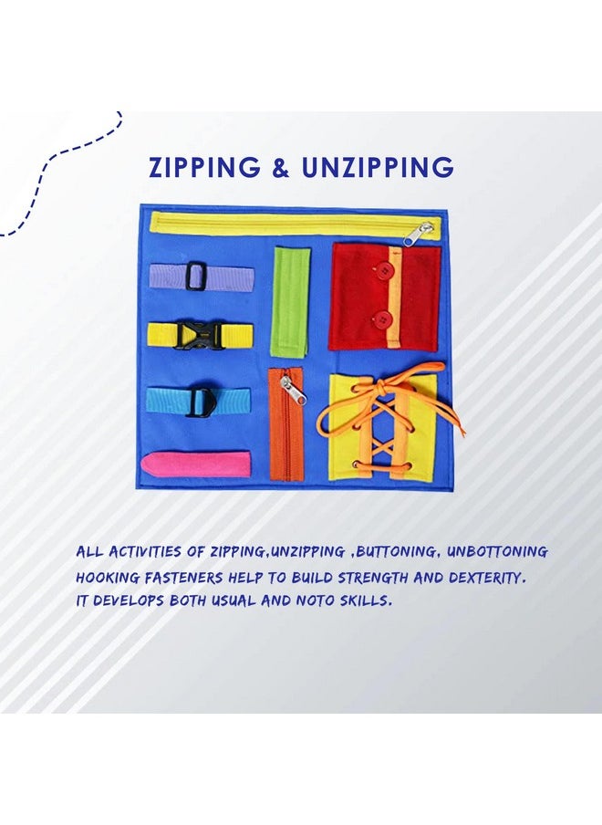 Toodles Learnings Fine Motor Skills Toy with Zippers & Buckles Develop Fine for Kids (2-5 Years) Multicolor
