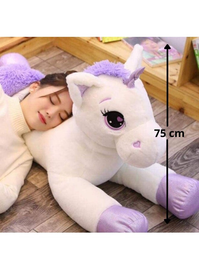 CLICK4DEAL Soft Toys Unicorn Animal Soft Toy, Soft Toy for Girls (Unicorn White, 75cm)