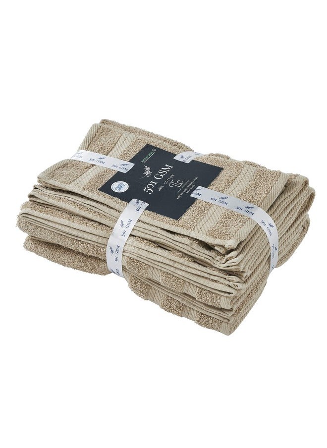 SENSES by Riba 8 Piece Towel Set, 501 GSM. All Cotton Fade-Resistant (Bath Towel 2 Pcs + Hand Towel 2 Pcs + Face Cloths 4 Pcs) - Taupe