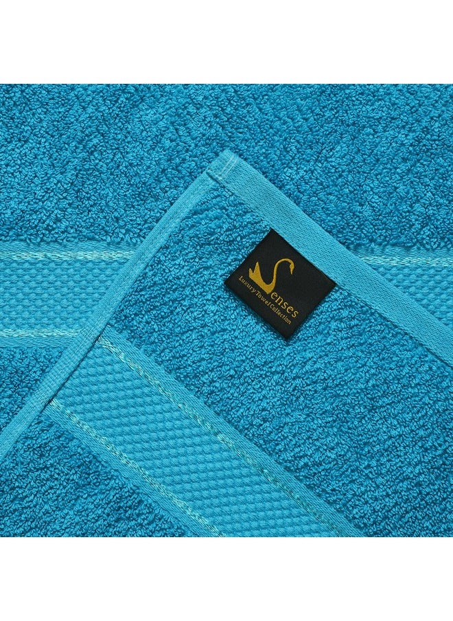 SENSES by Riba Textured Rice Weave 6 Piece Towel Set | All Cotton Fade-Resistant Highly Absorbent Super Soft Bathroom Towels(2 Pcs Each of Bath, Hand & Wash Towel) -550 GSM (Turquoise)