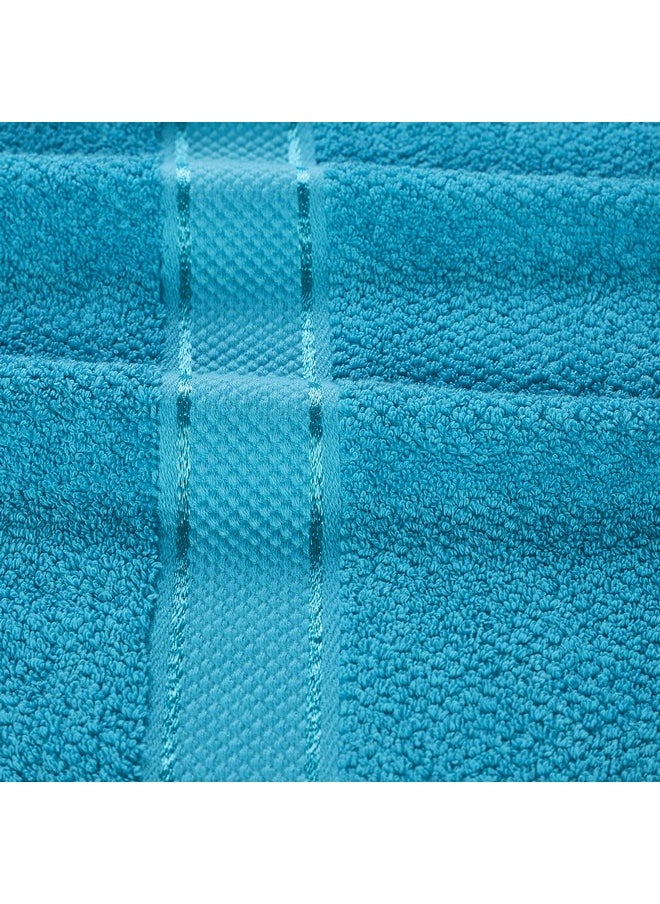 SENSES by Riba Textured Rice Weave 6 Piece Towel Set | All Cotton Fade-Resistant Highly Absorbent Super Soft Bathroom Towels(2 Pcs Each of Bath, Hand & Wash Towel) -550 GSM (Turquoise)