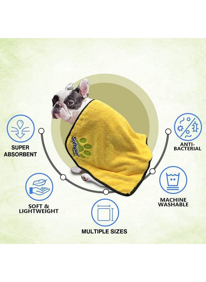 SOFTSPUN Microfiber Pet Towel 70x140 cms 1pcs 380gsm Yellow! Ultra-Soft, Ultra-Absorbent for Drying Medium & Large Dogs & Cats of All Breeds Quickly.