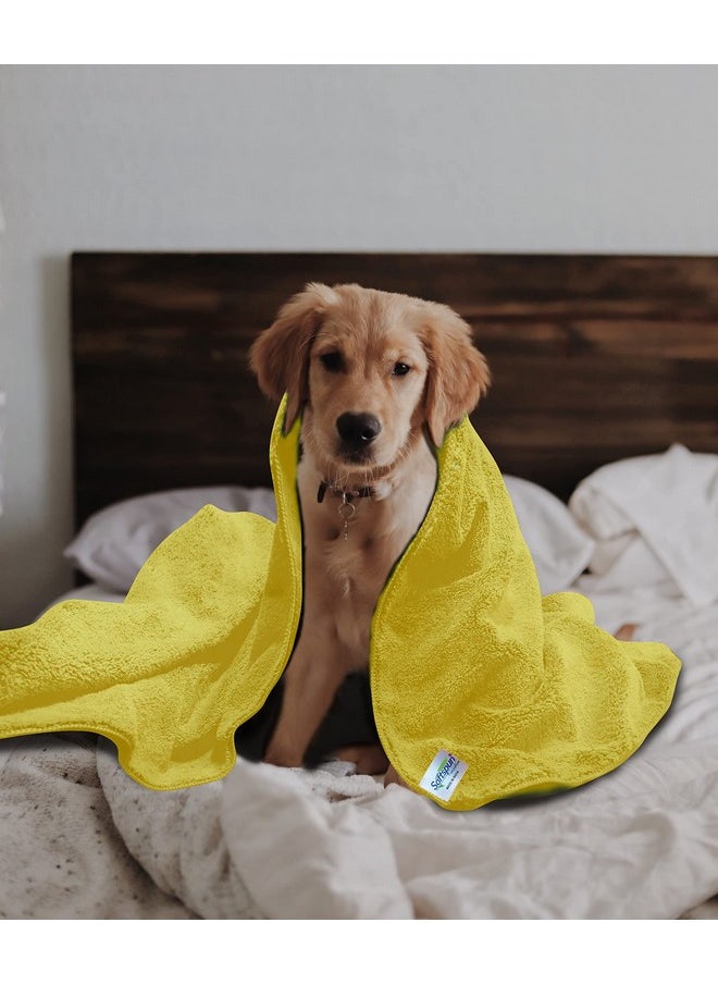 SOFTSPUN Microfiber Pet Towel 70x140 cms 1pcs 380gsm Yellow! Ultra-Soft, Ultra-Absorbent for Drying Medium & Large Dogs & Cats of All Breeds Quickly.