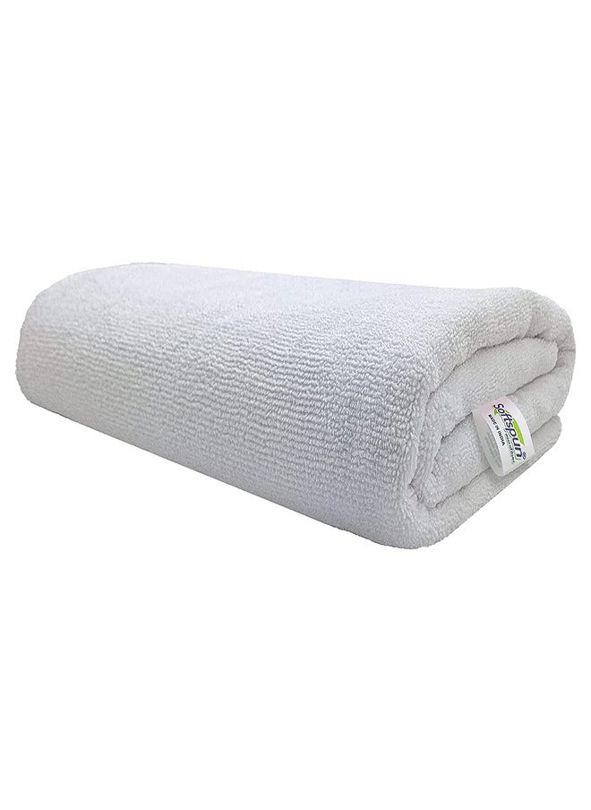 SOFTSPUN Microfiber Bath & Hair, Care Towel Set of 1 Piece, 70x140 Cms (White). Super Soft & Comfortable, Quick Drying, Ultra Absorbent in Large Size.