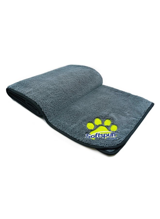 SOFTSPUN Microfiber Pet Towel 70x140 cms 1pcs 380gsm Grey! Ultra-Soft, Ultra-Absorbent for Drying Medium & Large Dogs & Cats of All Breeds Quickly.
