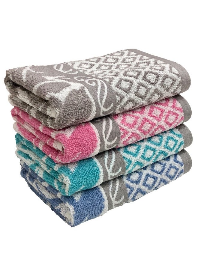 STAMIO Cotton 490 GSM Hand Towel Set of 4, 40 X 60 cm for Men, Women, Home Use, Gym, Wash Basin. Sports, Workout | Soft, Absorbent, Quick Dry, Full Size Large | Multicolor