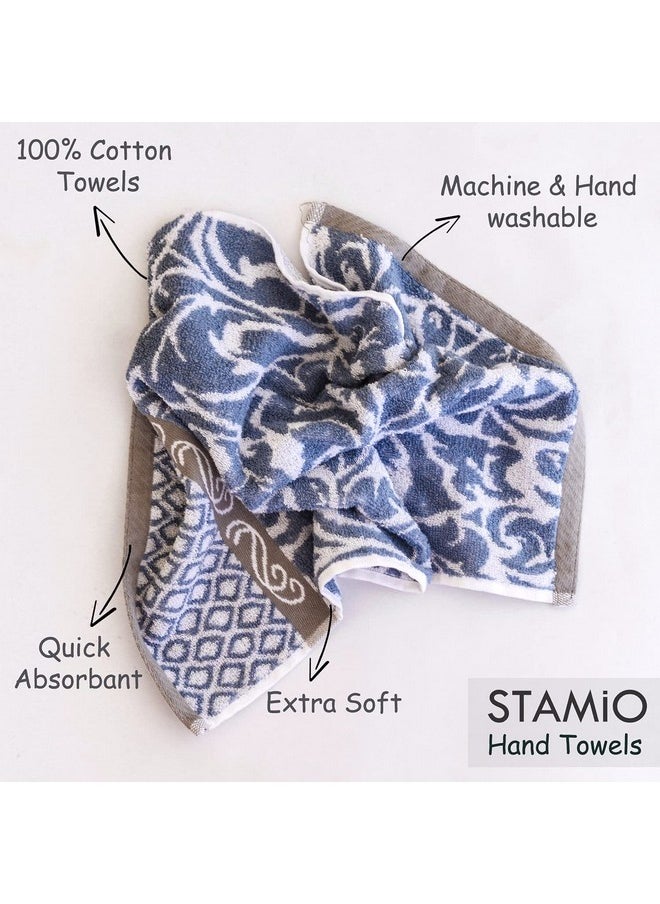 STAMIO Cotton 490 GSM Hand Towel Set of 4, 40 X 60 cm for Men, Women, Home Use, Gym, Wash Basin. Sports, Workout | Soft, Absorbent, Quick Dry, Full Size Large | Multicolor