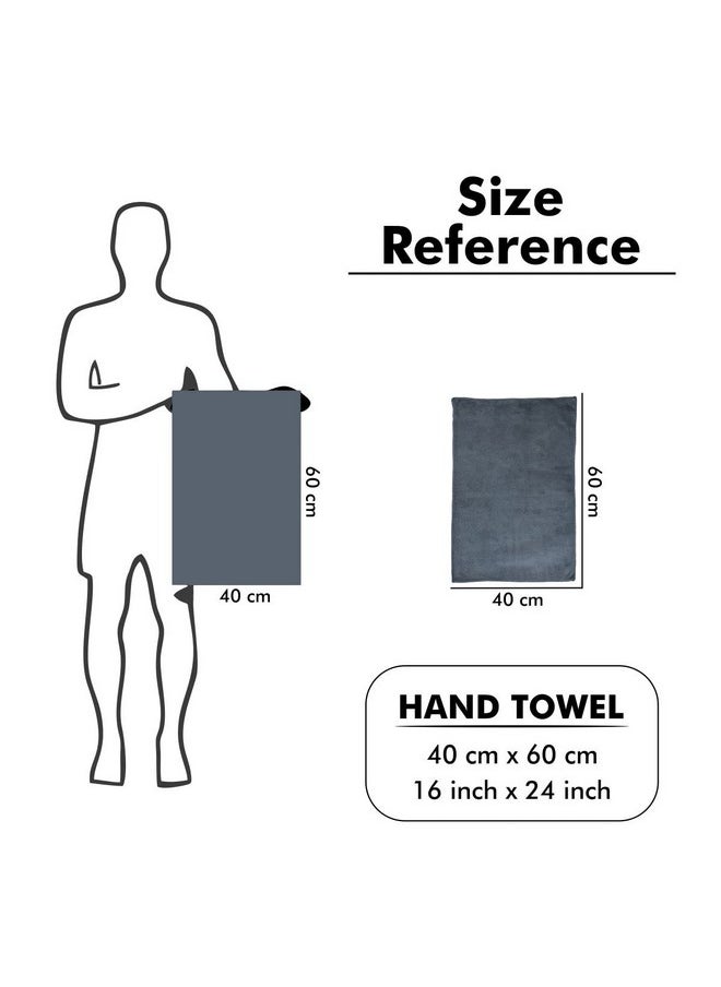 Yellow Weaves Super Soft Microfiber Hand Towels, Gym & Workout Towels 400 GSM, Set of 4, Grey