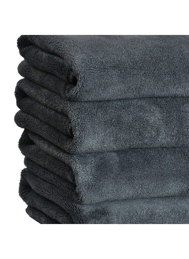 Yellow Weaves Super Soft Microfiber Hand Towels, Gym & Workout Towels 400 GSM, Set of 4, Grey