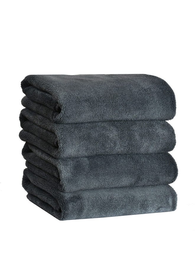 Yellow Weaves Super Soft Microfiber Hand Towels, Gym & Workout Towels 400 GSM, Set of 4, Grey