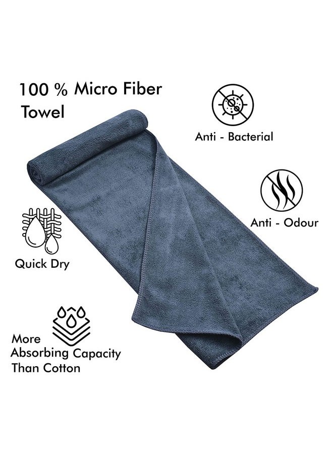 Yellow Weaves Super Soft Microfiber Hand Towels, Gym & Workout Towels 400 GSM, Set of 4, Grey