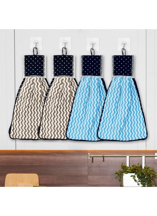 Kuber Industries Napkin | Washbasin Hanging Napkin | Kitchen Towel with Ties | Napkin for Kitchen | Zig Zag Napkin for Bathroom | Hand Towel for Kitchen | Pack of 4 | Multi
