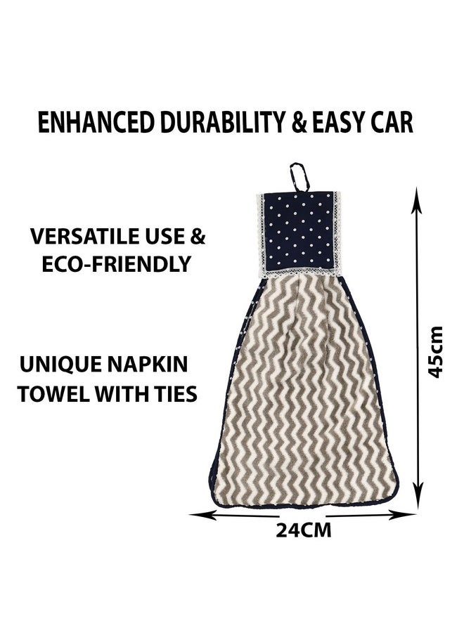 Kuber Industries Napkin | Washbasin Hanging Napkin | Kitchen Towel with Ties | Napkin for Kitchen | Zig Zag Napkin for Bathroom | Hand Towel for Kitchen | Pack of 4 | Multi
