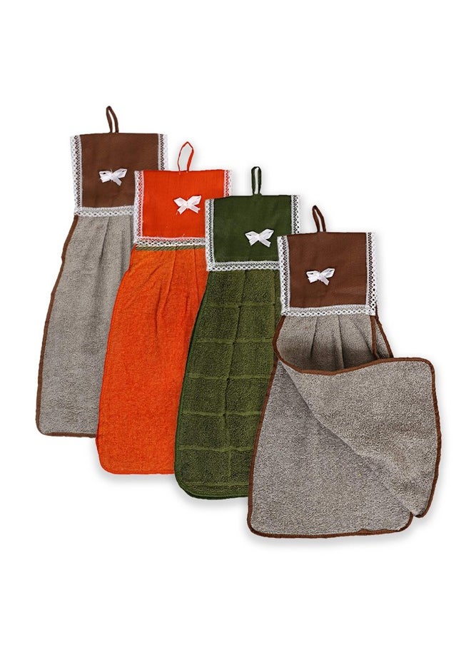Kuber Industries Cotton Napkin|Washbasin Hanging Napkin|Kitchen Towel with Ties|Napkin for Kitchen|Napkin for Bathroom|Plain Hand Towel for Kitchen|Pack of 4|Multicolor
