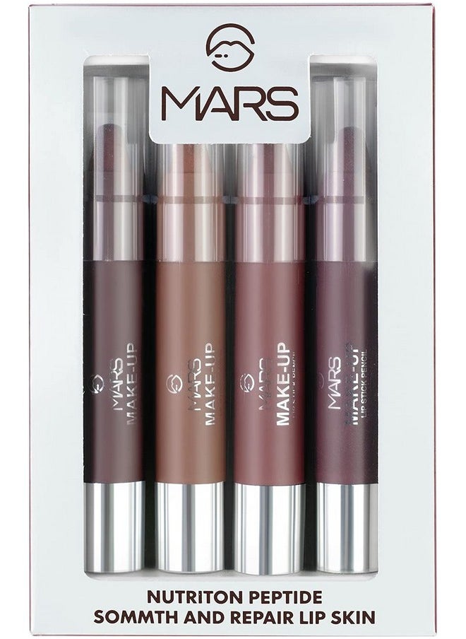 MARS Hd Pigmented Matte Lipstick Pack Of 4 (Multicolor, 15.5 G)