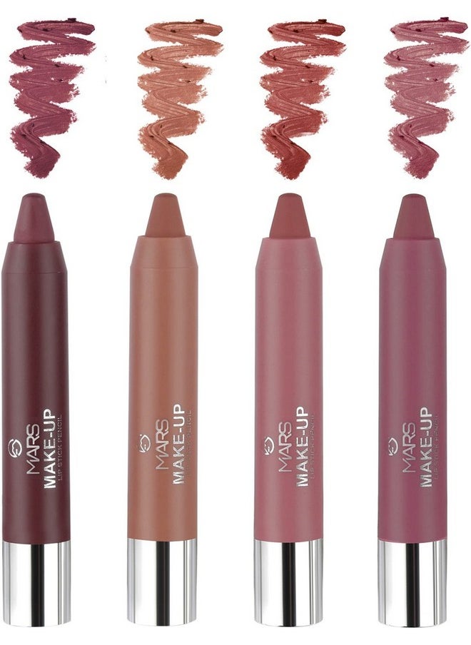 MARS Hd Pigmented Matte Lipstick Pack Of 4 (Multicolor, 15.5 G)