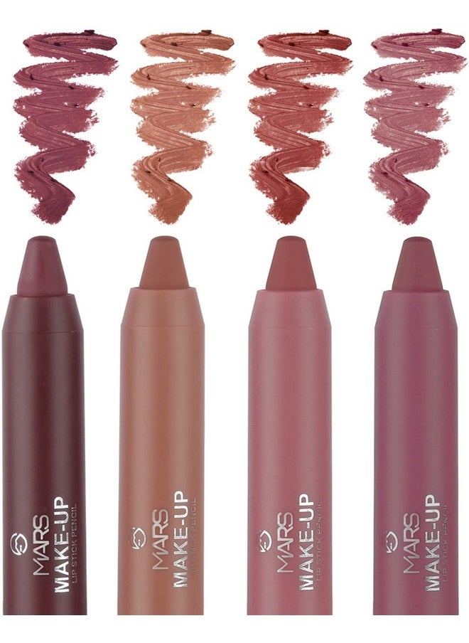 MARS Hd Pigmented Matte Lipstick Pack Of 4 (Multicolor, 15.5 G)