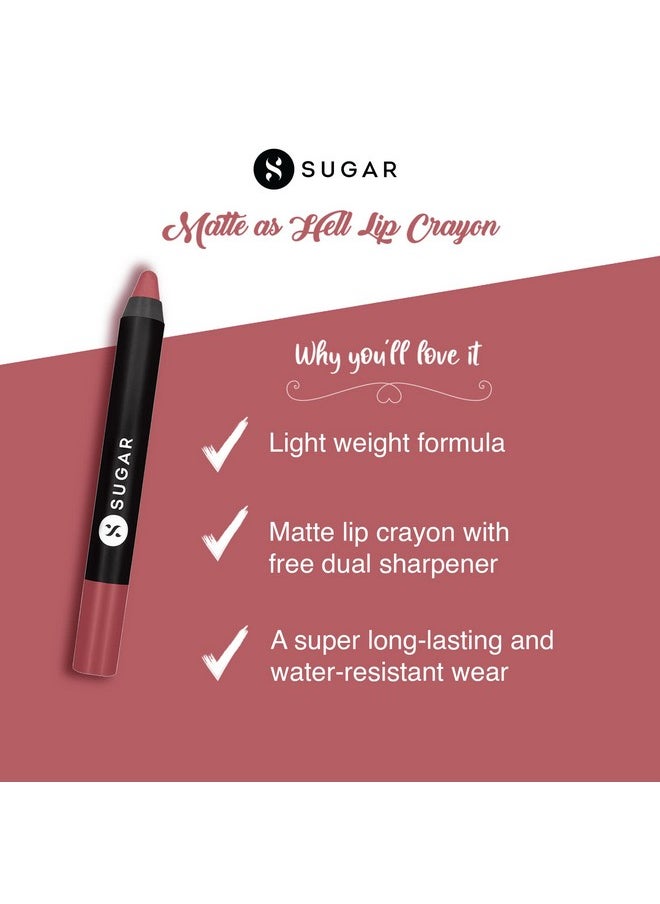 SUGAR Cosmetics Matte as Hell Lip Crayon | Lasts upto 8hrs | Water Resistent Lipstick for Women | 2.5gm - 07 Viola