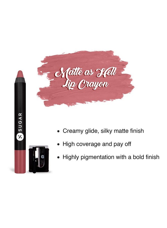 SUGAR Cosmetics Matte as Hell Lip Crayon | Lasts upto 8hrs | Water Resistent Lipstick for Women | 2.5gm - 07 Viola