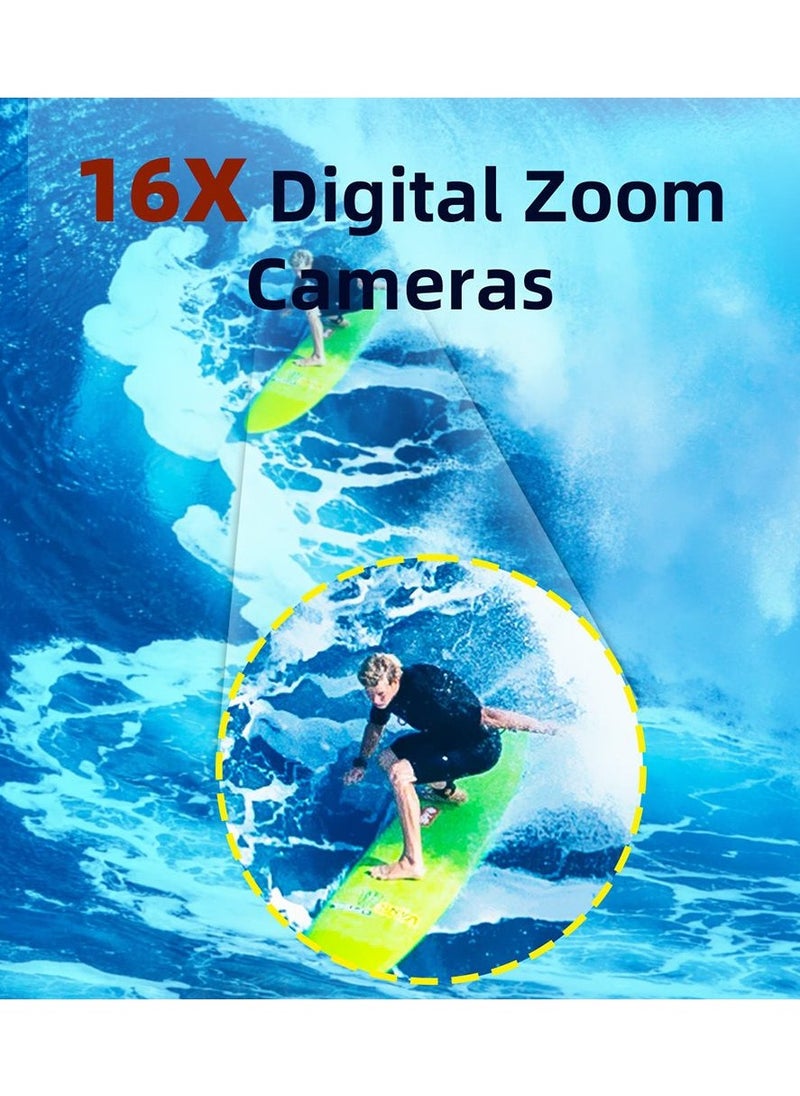 4K Underwater Camera 11FT Waterproof Camera with 64GB Card 48MP Autofocus Dual-Screen Selfie Underwater Camera (Black)