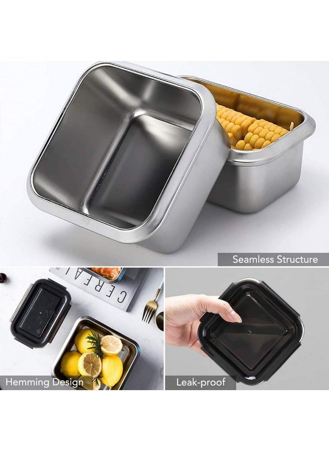 Femora High Steel Square Container Airtight Leakproof Unbreakable Storage Container/Lunch Box -850 ml/gm - Set of 2