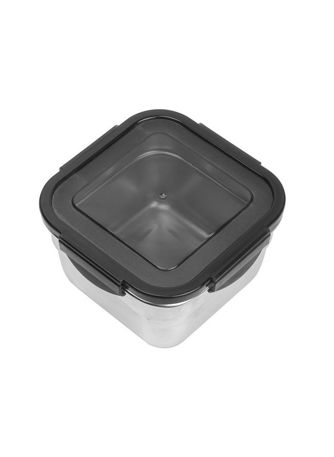 Femora High Steel Square Container Airtight Leakproof Unbreakable Storage Container/Lunch Box -850 ml/gm - Set of 2