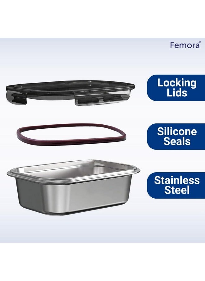 Femora Kitchen, Vegetable, Fruits, Sweets High Steel Rectangle Airtight Unbreakable Storage Container, Lunch Box With Airtight Lock Lid For Office, Storage, 550Ml