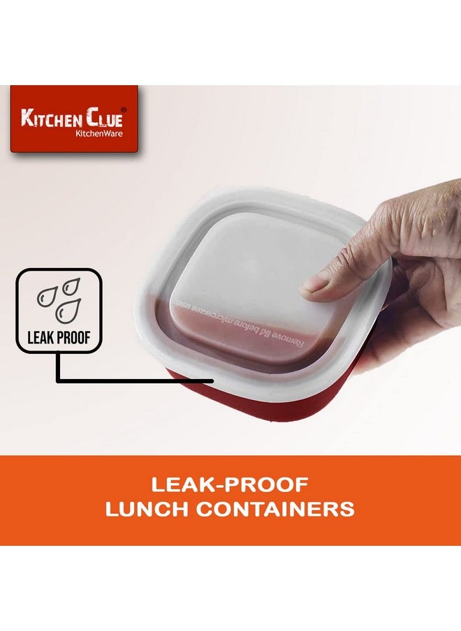 KITCHEN CLUE Microwave Safe Stainless Steel Tiffin Box/Lunch containers - Pack of 4 Pcs, 350 ML Each - Airtight & Leak-Proof Lids - Easy to Carry - Easy to Re-Heat in Minutes - Lunch Box for Office