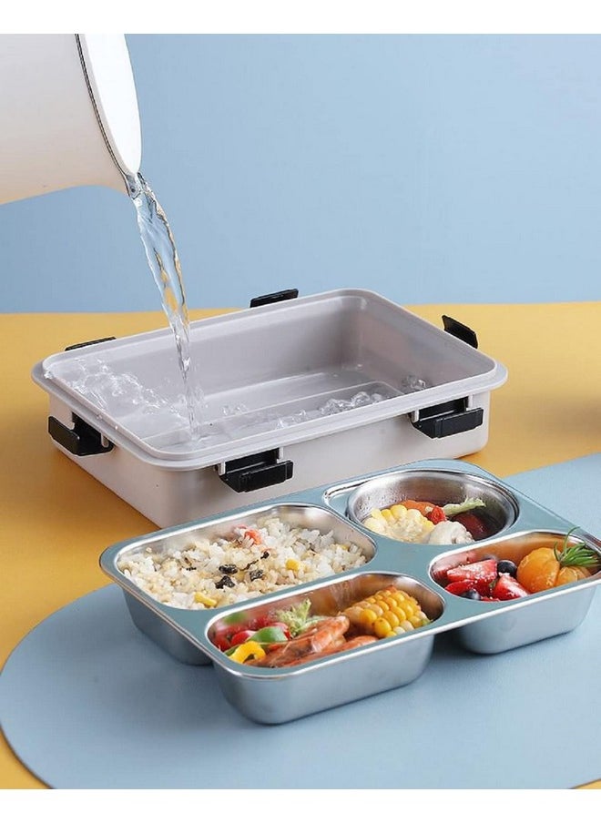 FunBlast Lunch Box - Stainless Steel Lunch Box for Kids, Tiffin Box, Lunch Box with Spoon and Fork, Bento Lunch Box, Lunch Box for Kids, Leak Proof Lunch Box (Grey)