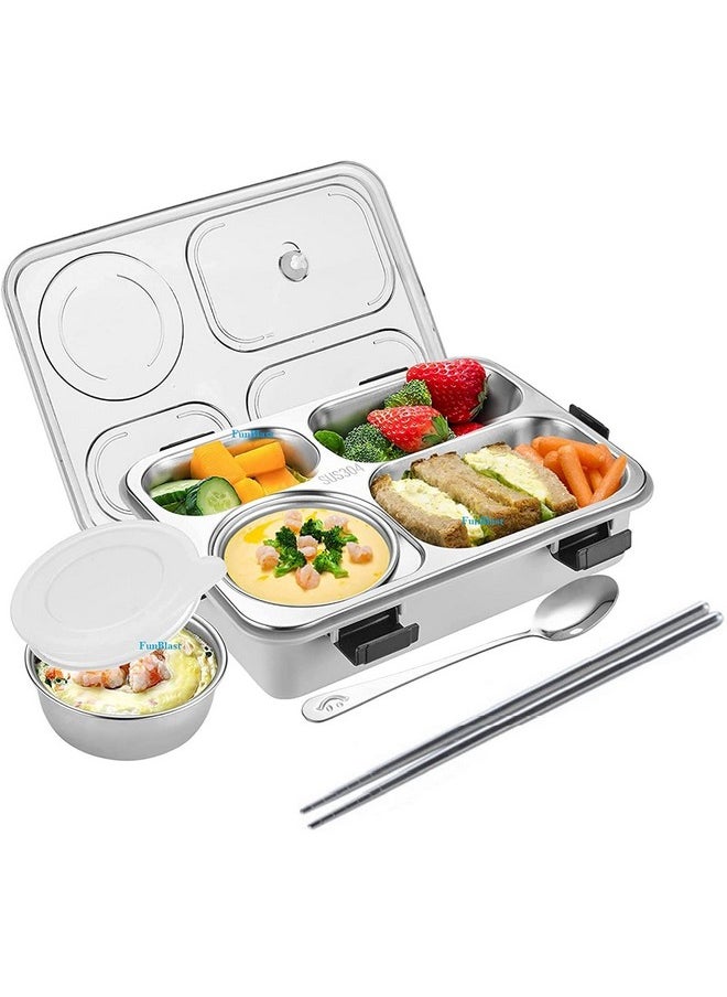 FunBlast Lunch Box - Stainless Steel Lunch Box for Kids, Tiffin Box, Lunch Box with Spoon and Fork, Bento Lunch Box, Lunch Box for Kids, Leak Proof Lunch Box (Grey)