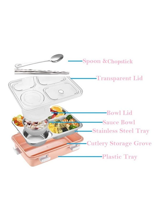 FunBlast Lunch Box - Stainless Steel Lunch Box for Kids, Tiffin Box, Lunch Box with Spoon and Fork, Bento Lunch Box, Lunch Box for Kids, Leak Proof Lunch Box (Grey)