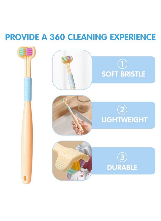 HANNEA 3Pcs Kids Toothbrush Multi-Sided Bristles Toothbrush Soft Bristles Toothbrush With Intergrated Tongue Scraper Autism Toothbrush Dental Care Toothbrush - Manual