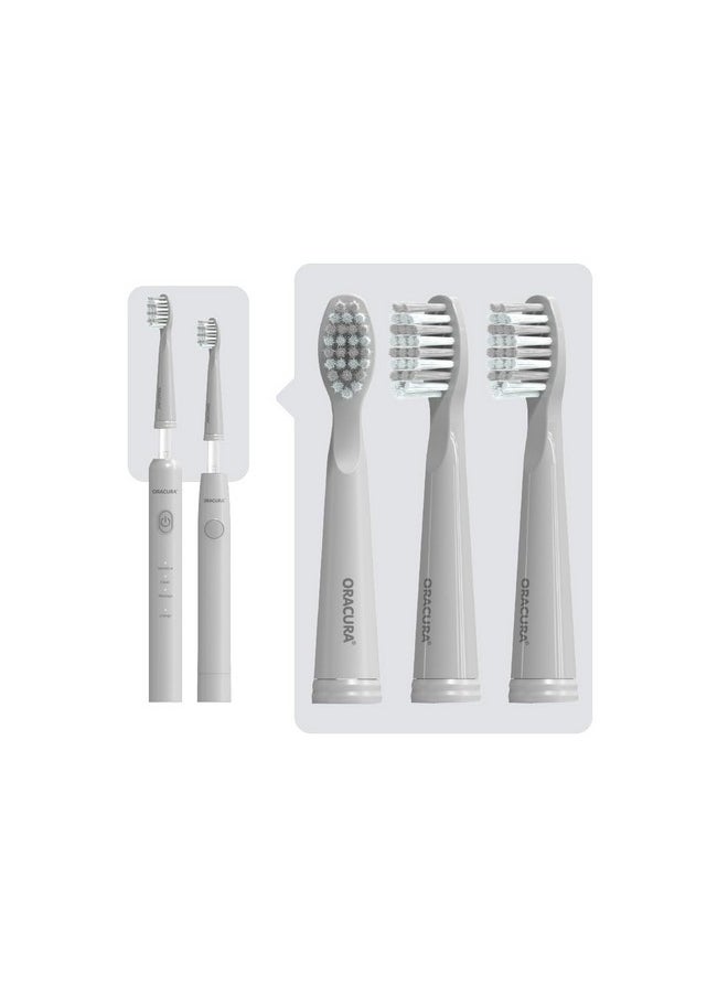 ORACURA® Sonic Electric Toothbrush Heads For SB100 and SB200 (Grey, Pack of Three brush head)