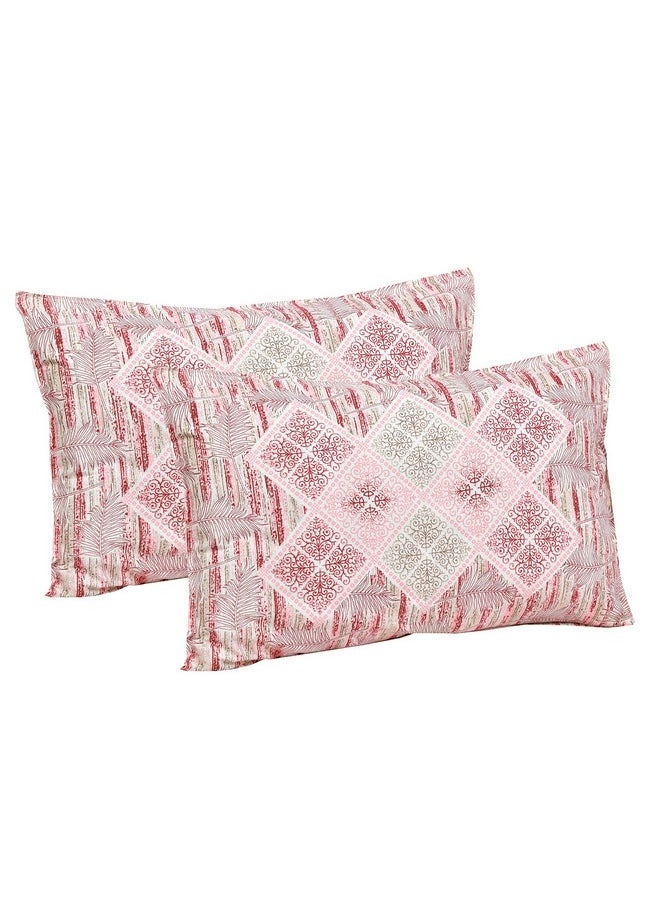 MAFATLAL Pure Cotton Floral Jaipuri King Size Bedsheet for Double Bed with 2 Pillow Covers- 144TC (Pink 3)