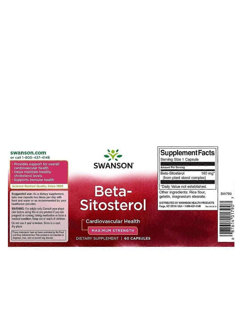 Beta-Sitosterol Maximum Strength 160 mg, 60 Softgels