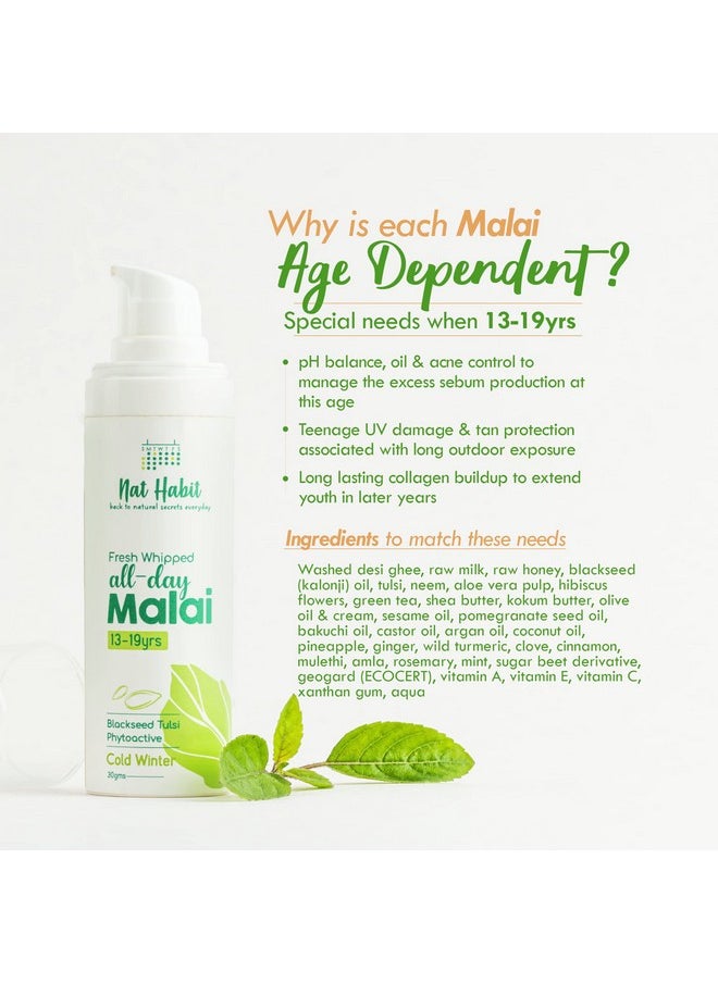 Nat Habit Black Seed Face Malai Cream, moisturizer with Tulsi PhytoActive - For Cold Winter Weather, suitable to all skin type (13 to 19 years, 30g)