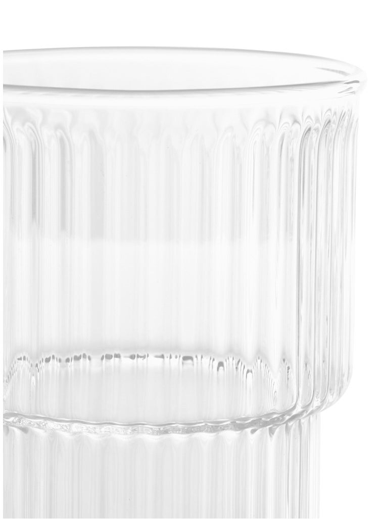 2-Piece Tumbler Glass 370mL, Borosilicate Tumbler, Dishwasher and Microwave Safe Drinking Glasses, Vintage Embossed Transparent Tumbler for Juice, Beverages