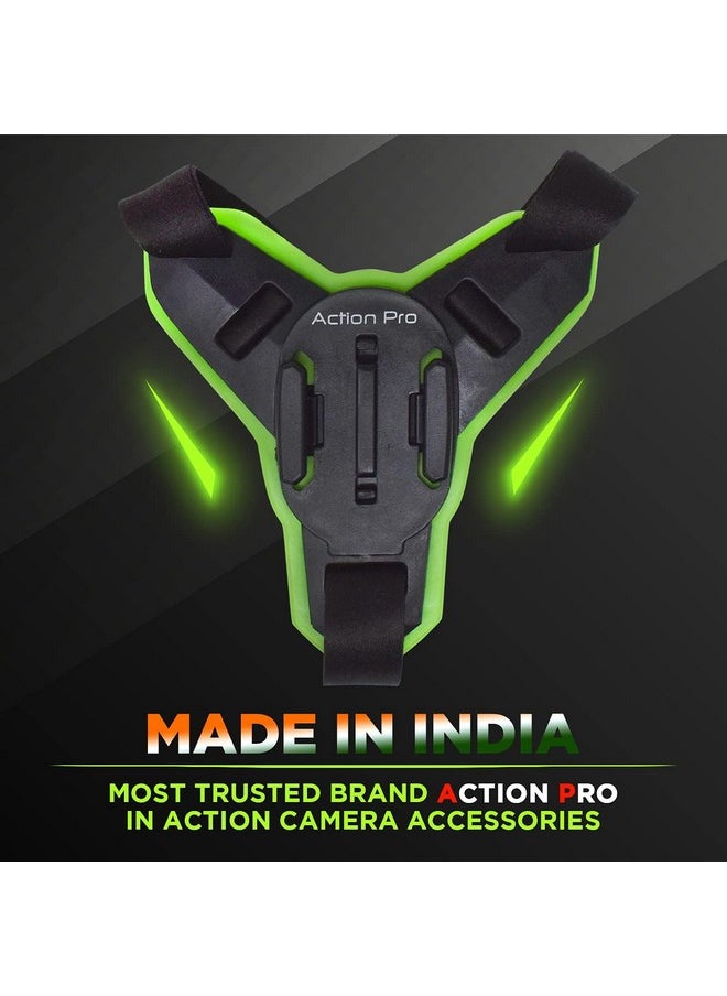 Pro Helmet Chin Mount Strap Compatible With All Smartphones Hero 12 11 10 9 8 7 6 5 4 Sjcam Dji Osmo Insta 360 And All Action Cameras (Green)