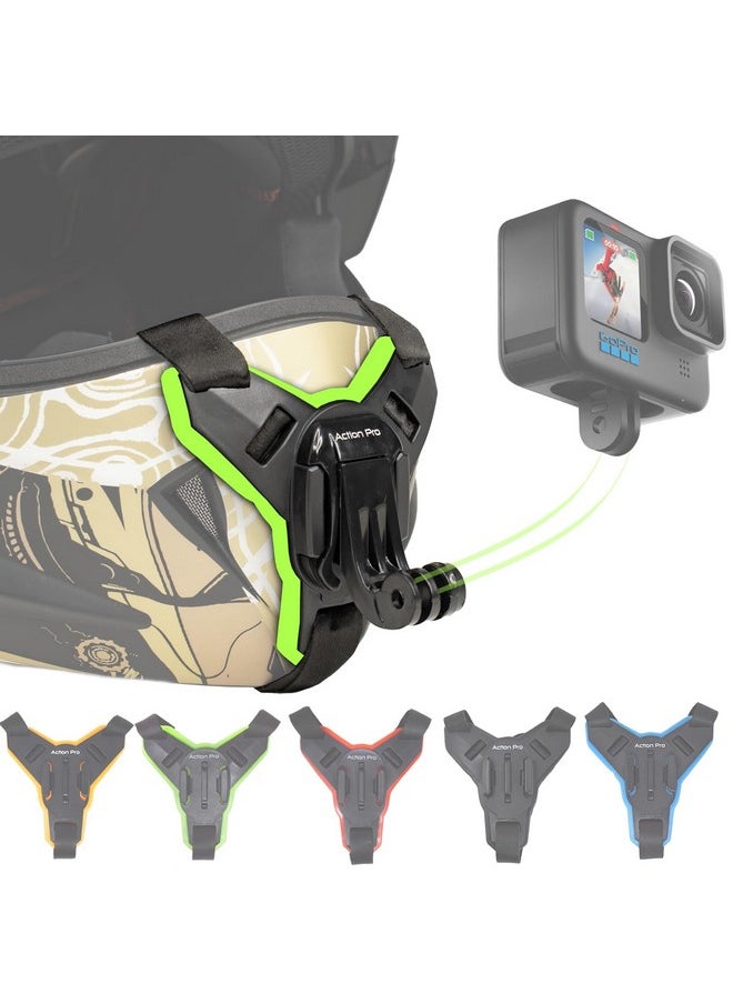 Pro Helmet Chin Mount Strap Compatible With All Smartphones Hero 12 11 10 9 8 7 6 5 4 Sjcam Dji Osmo Insta 360 And All Action Cameras (Green)