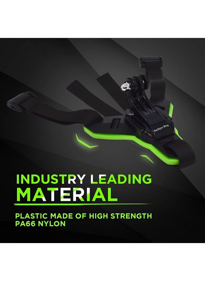 Pro Helmet Chin Mount Strap Compatible With All Smartphones Hero 12 11 10 9 8 7 6 5 4 Sjcam Dji Osmo Insta 360 And All Action Cameras (Green)