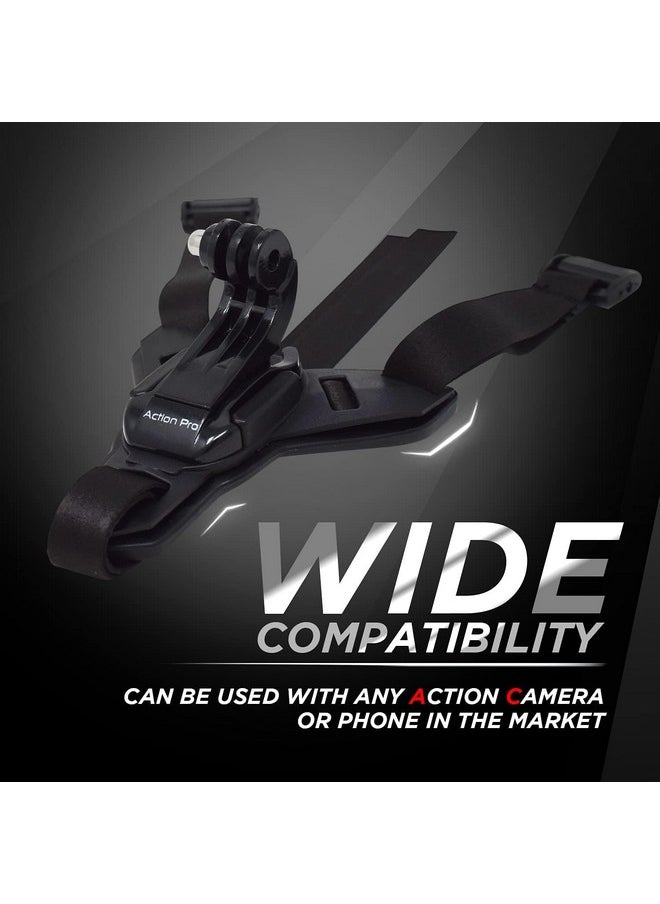 Pro™ Made In India Helmet Chin Mount Strap Compatible With All Smartphones Hero 12 11 10 9 8 7 6 5 4 Sjcam Dji Osmo Insta 360 And All Action Cameras (Black)