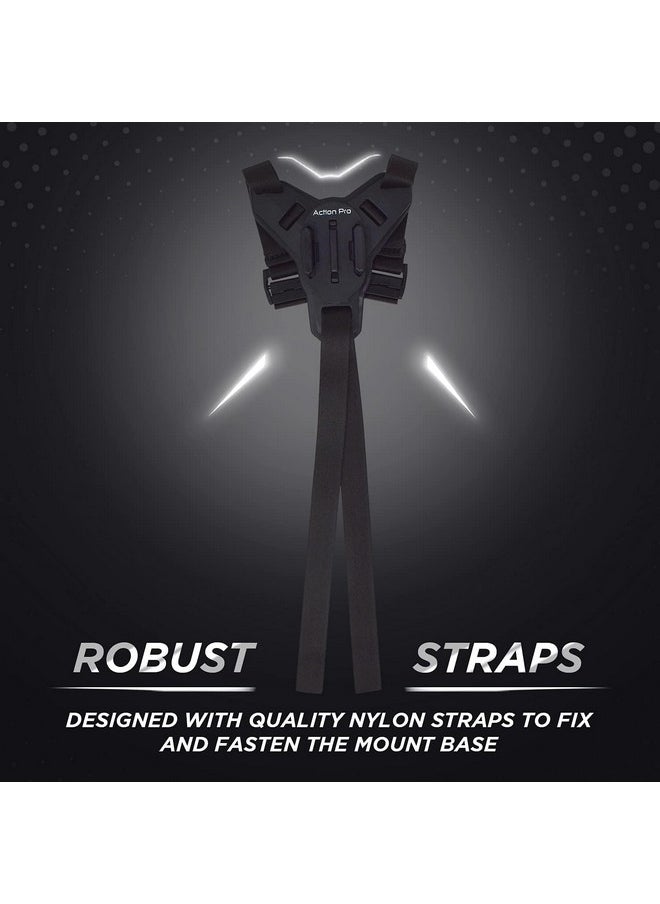 Pro™ Made In India Helmet Chin Mount Strap Compatible With All Smartphones Hero 12 11 10 9 8 7 6 5 4 Sjcam Dji Osmo Insta 360 And All Action Cameras (Black)