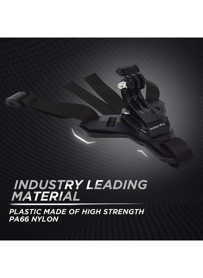 Pro™ Made In India Helmet Chin Mount Strap Compatible With All Smartphones Hero 12 11 10 9 8 7 6 5 4 Sjcam Dji Osmo Insta 360 And All Action Cameras (Black)