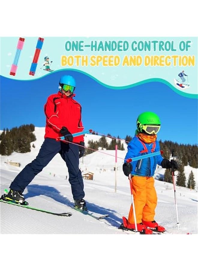 4 Pcs Kids Ski Trainer Ropes, Downhill Simple Harness Free Design Straps for Teaching Children Skiing Safely