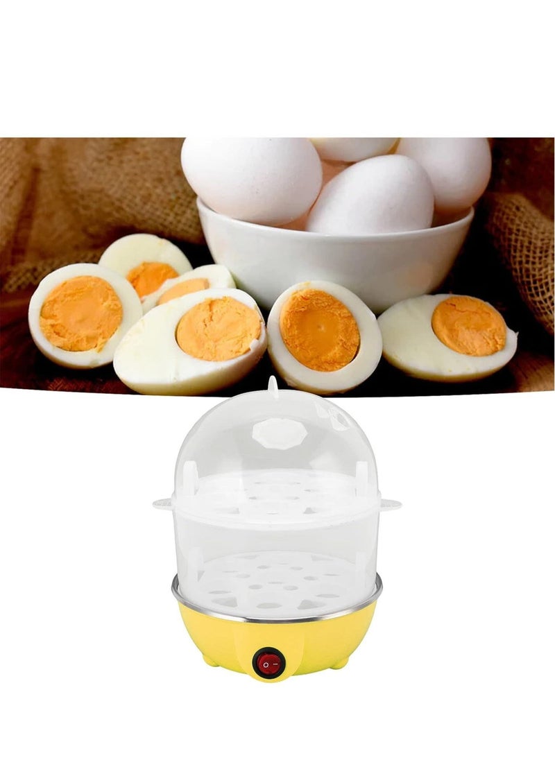 Household Electric Fast Eggs Boiler, Multifunctional Tool Mini Egg Steamer Poacher for Kitchen (Yellow, 2 Layers)