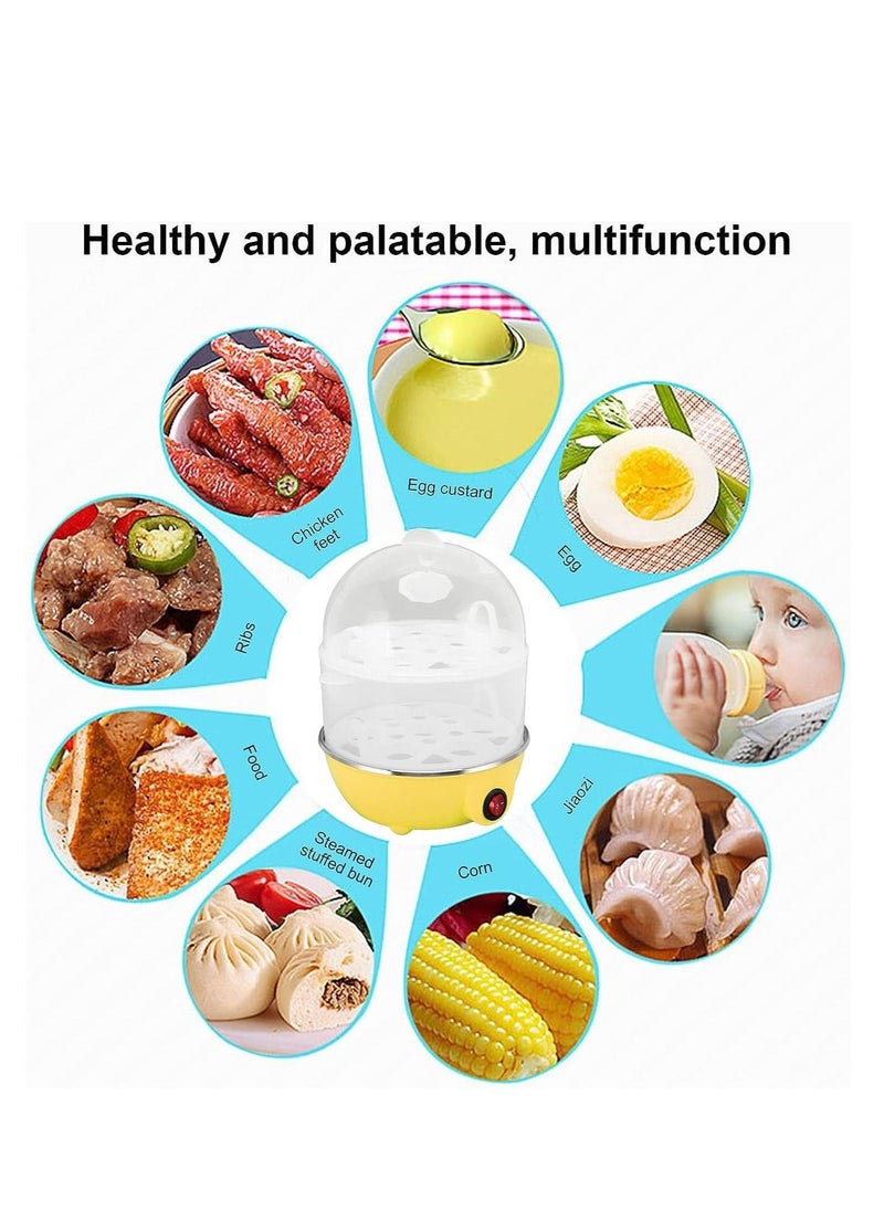 Household Electric Fast Eggs Boiler, Multifunctional Tool Mini Egg Steamer Poacher for Kitchen (Yellow, 2 Layers)