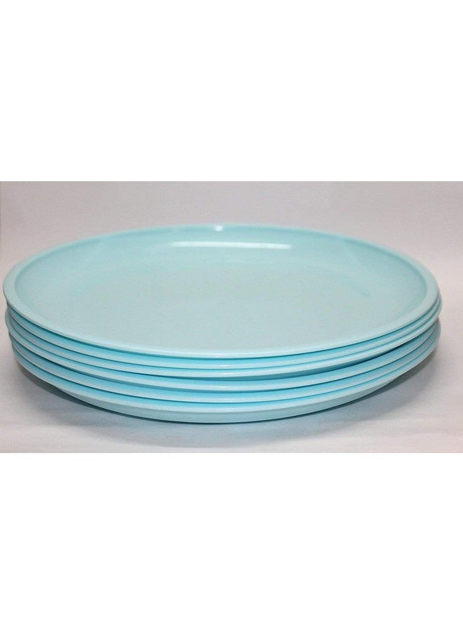 Everbuy Microwave Safe & Unbreakable Round Full Plates (Blue, Set of -6,Plastic)