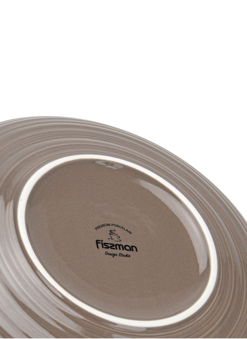 Fissman 2-Piece Dinner Plate 21cm, Porcelain Round Plates Firmina Series, Elegant Golden Rim, with Smooth Glossy-Finish