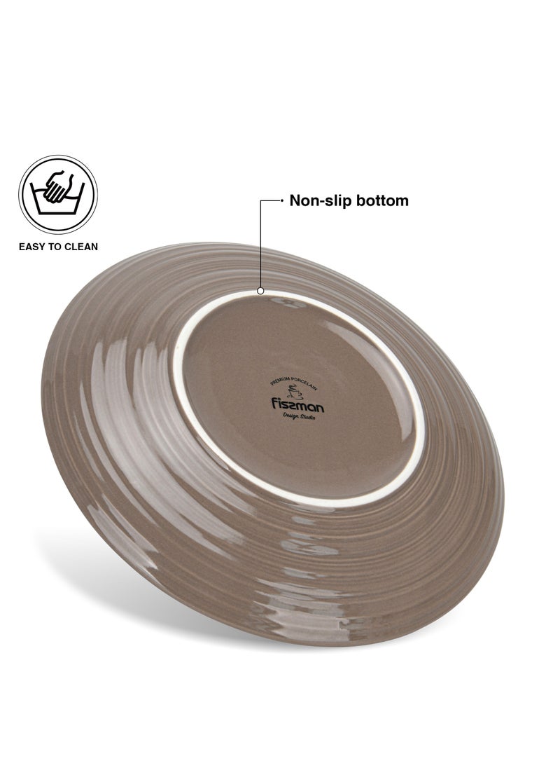 Fissman 2-Piece Dinner Plate 21cm, Porcelain Round Plates Firmina Series, Elegant Golden Rim, with Smooth Glossy-Finish